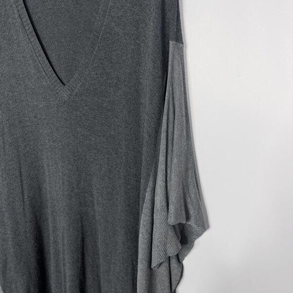 Eileen Fisher XLarge XL Two Tone Gray Colorblock Tunic Sweater VNeck Stretch - Picture 5 of 10